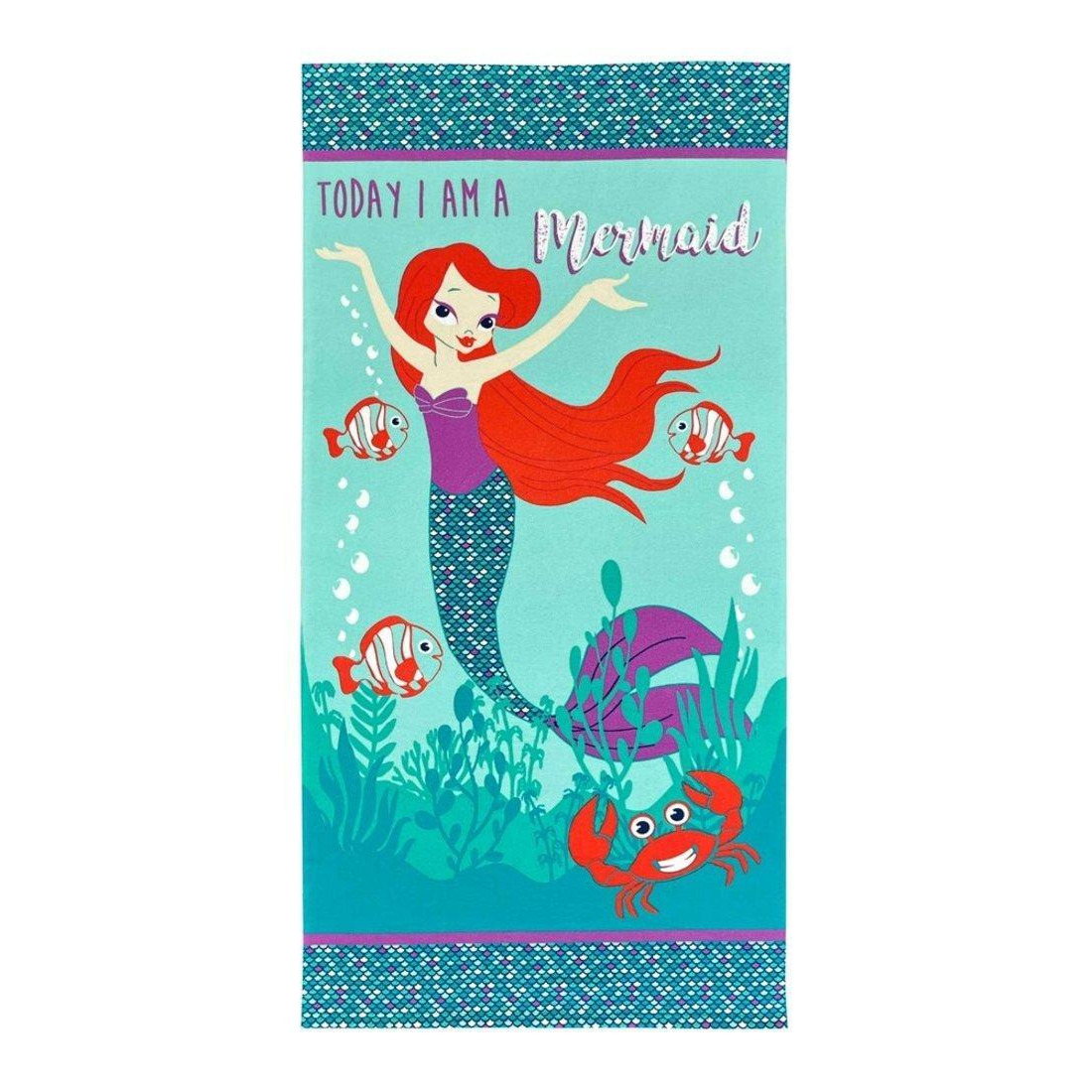 Microfibre Kids Printed Beach Towel 70 x140cm Mermaid - image 1