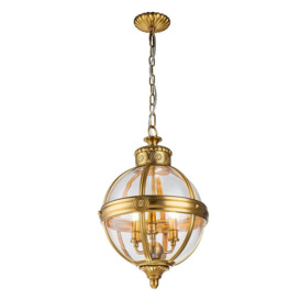 Feiss Adams Spherical Pendant Ceiling Light Burnished Brass