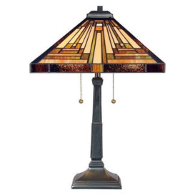 Stephen 2 Light Tiffany Table Lamp Vintage Bronze E27