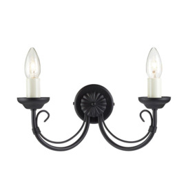 Chartwell 2 Light Indoor Candle Wall Light Black E14