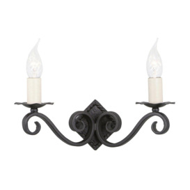 Rectory 2 Light Indoor Candle Wall Light Black E14