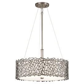Silver Coral 3 Light Ceiling DuoMount Pendant Classic Pewter E27
