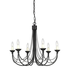Carisbrooke 6 Light Multi Arm Chandelier Black Finish Glass Shades Not Included E14