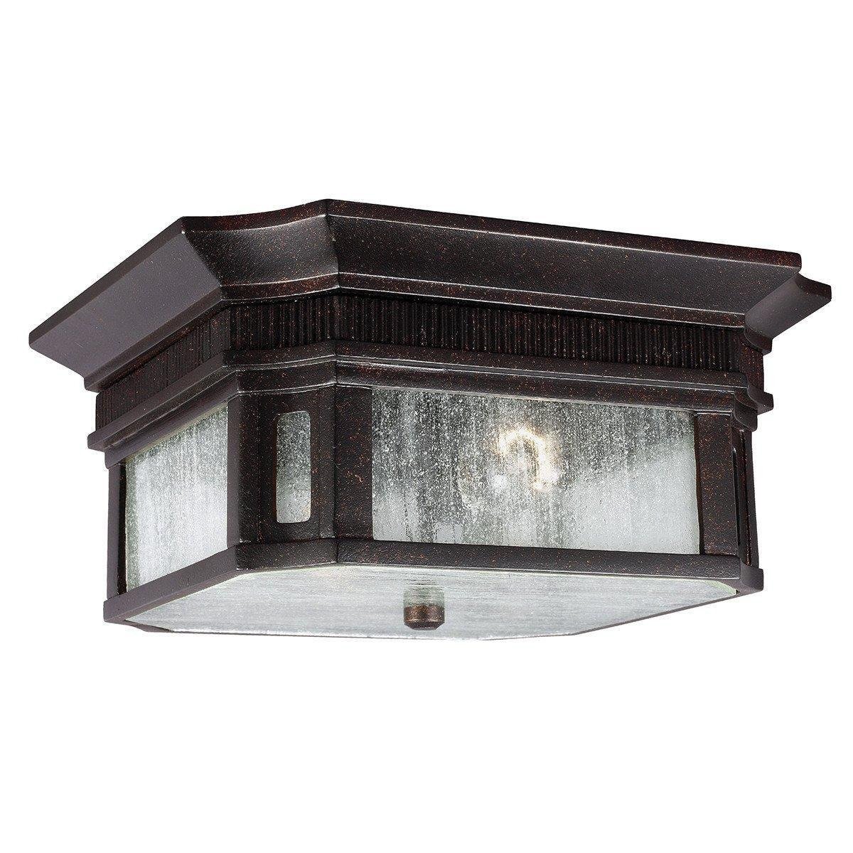 Federal 2 Light Bathroom Flush Outdoor Ceiling Lantern Bronze IP44 E27 - image 1