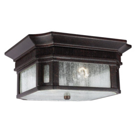 Federal 2 Light Bathroom Flush Outdoor Ceiling Lantern Bronze IP44 E27 - thumbnail 1