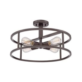 New Harbor 4 Light Semi Flush Ceiling Light Western Bronze E27