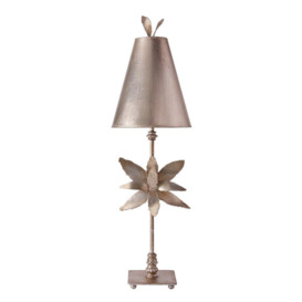 Azalea 1 Light Table Lamp Silver Floral Leaves Design E27