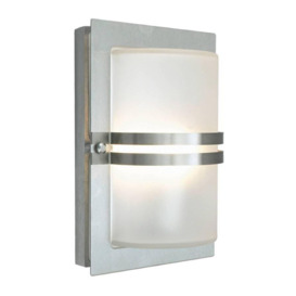 1 Light Outdoor Frosted Flush Wall Light Stainless Steel IP54 E27