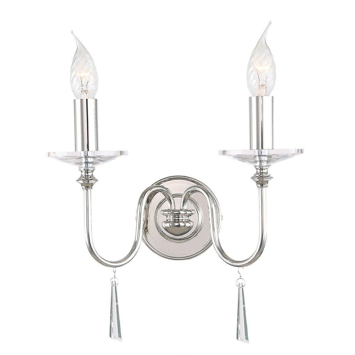 Finsbury Park 2 Light Indoor Candle Wall Light Polished Nickel E14 - image 1