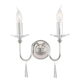 Finsbury Park 2 Light Indoor Candle Wall Light Polished Nickel E14 - thumbnail 1