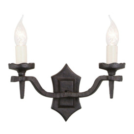 Rectory 2 Light Indoor Candle Wall Light Black E14 - thumbnail 1