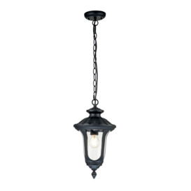 Chicago Outdoor Pendant Ceiling Light Textured Black IP44 - thumbnail 1