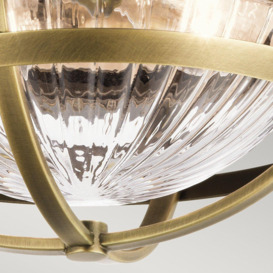 Kichler Tollis Bowl Semi Flush Ceiling Light Natural Brass & White - thumbnail 3