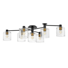 Hinkley Axel Multi Arm Semi Flush Ceiling Lamp Black with Heritage Brass