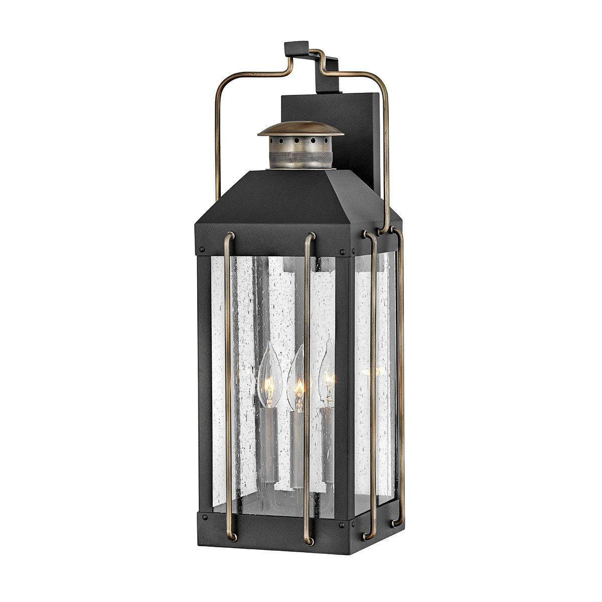 Hinkley Fitzgerald Outdoor Wall Lantern Textured Black with Burnished Bronze IP44 - image 1