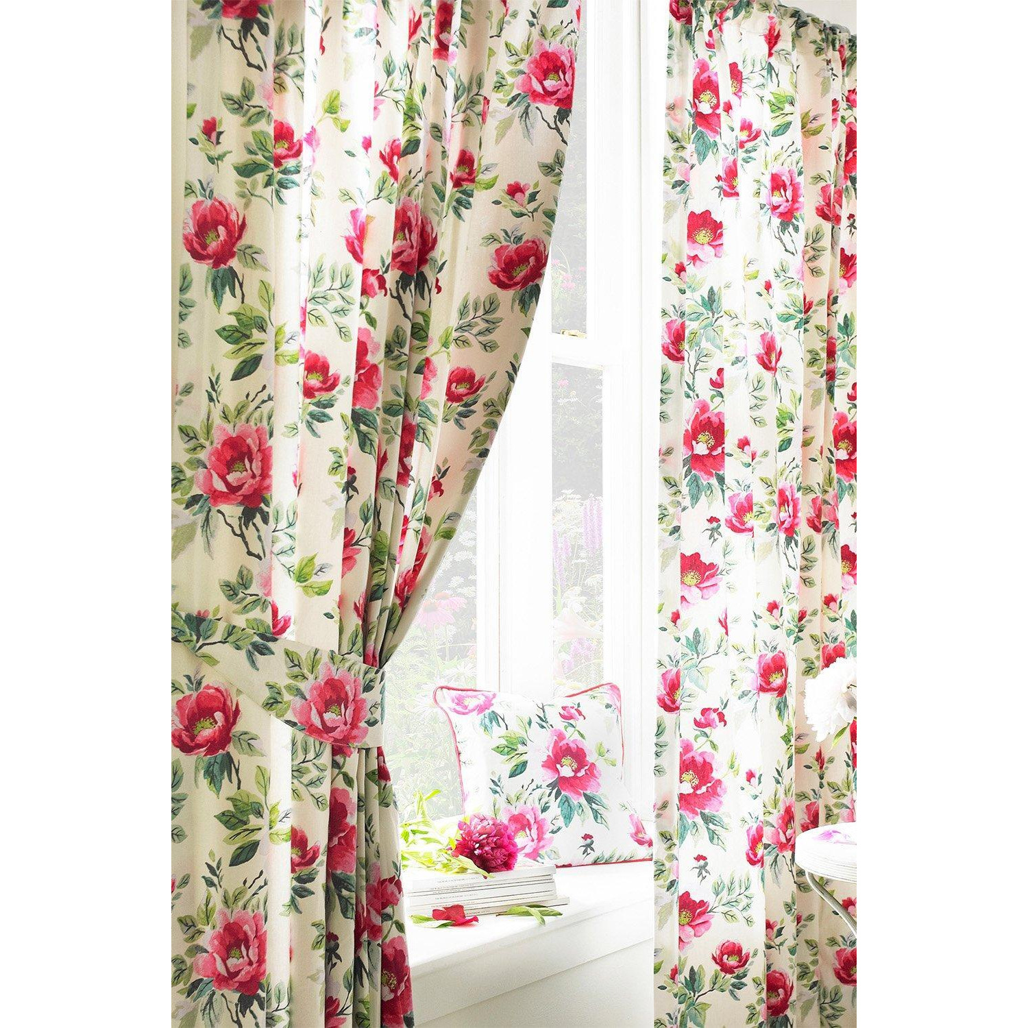 Peony Country Floral Pencil Pleat Curtains - image 1