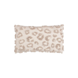 Maeve Tonal Leopard Print Tufted Cotton Cushion - thumbnail 1