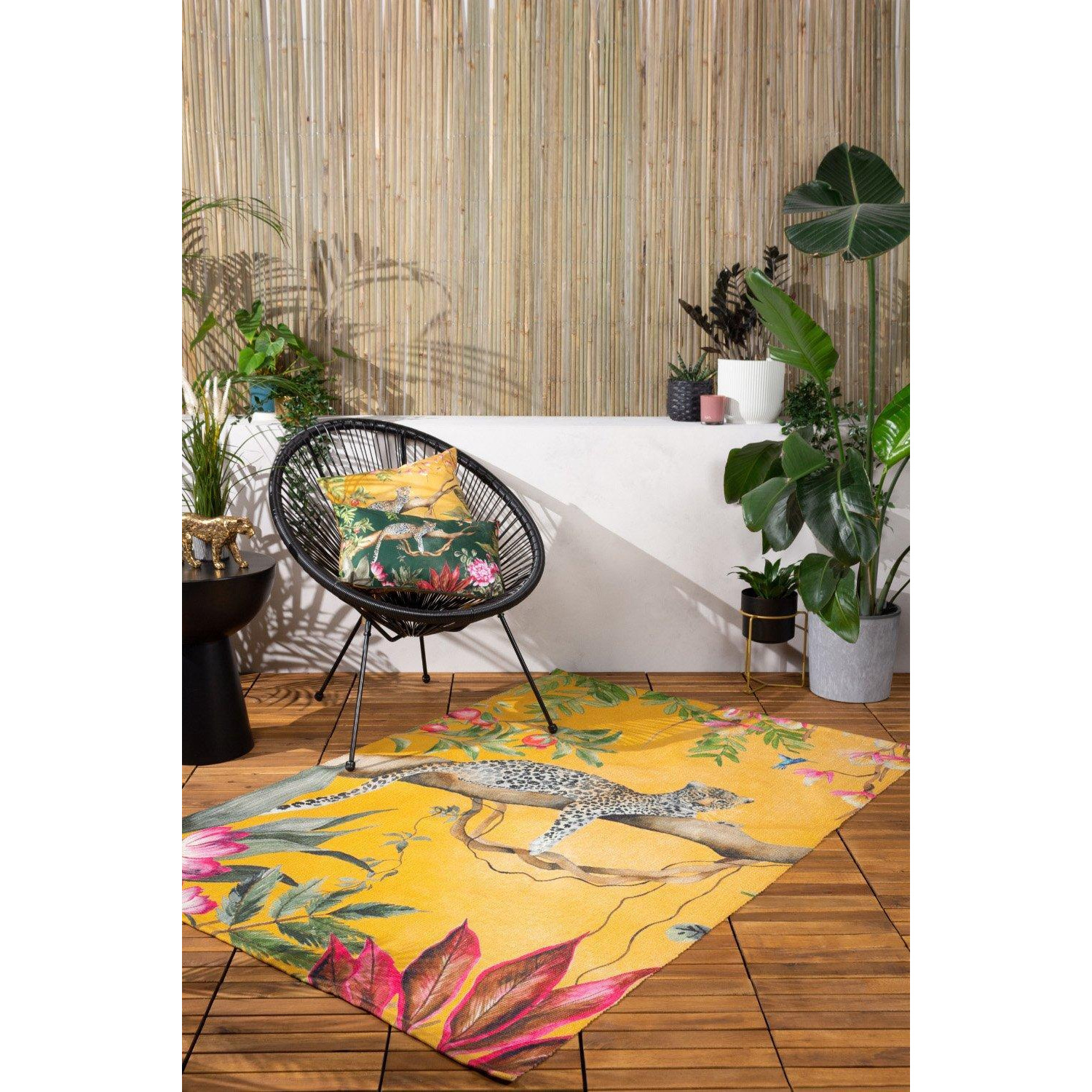 Leopard Floral Woven UV & Weatherproof Outdoor/Indoor Rug - image 1