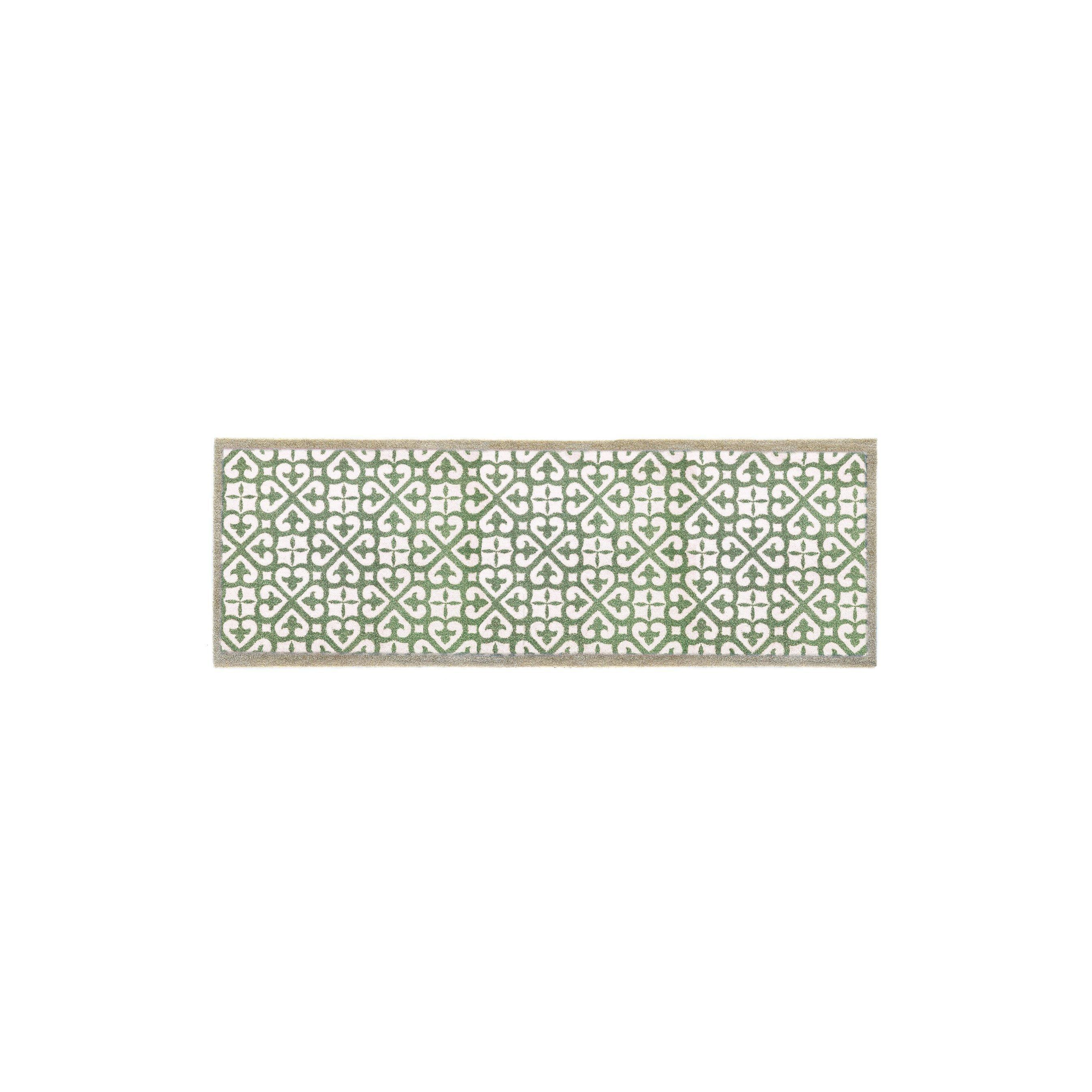Washable Nylon Harlequin Tile Green Indoor Mat - image 1