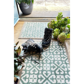 Washable Nylon Harlequin Tile Green Indoor Mat - thumbnail 2