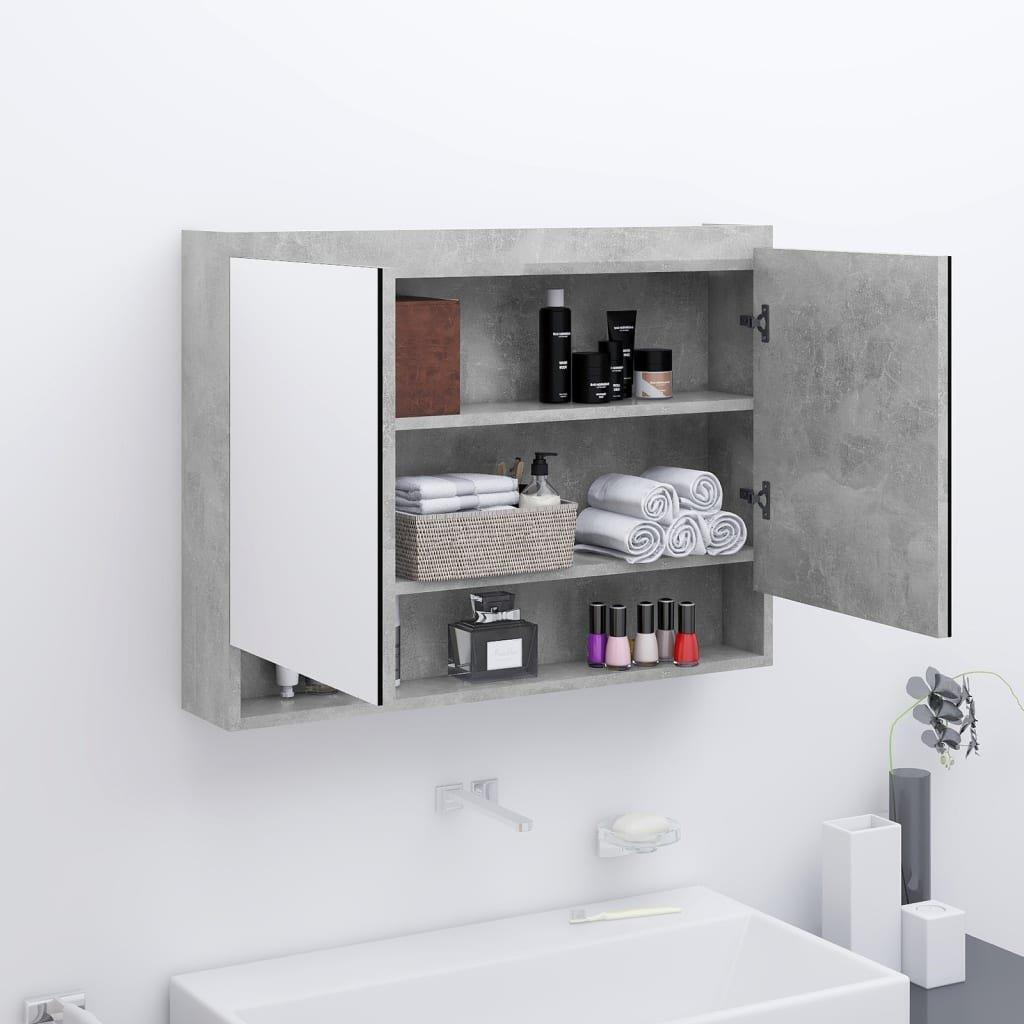 Bathroom Mirror Cabinet 80x15x60 cm MDF Concrete Grey - image 1