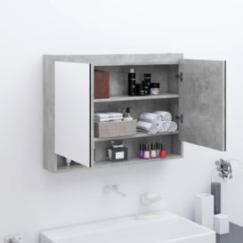Bathroom Mirror Cabinet 80x15x60 cm MDF Concrete Grey - thumbnail 1