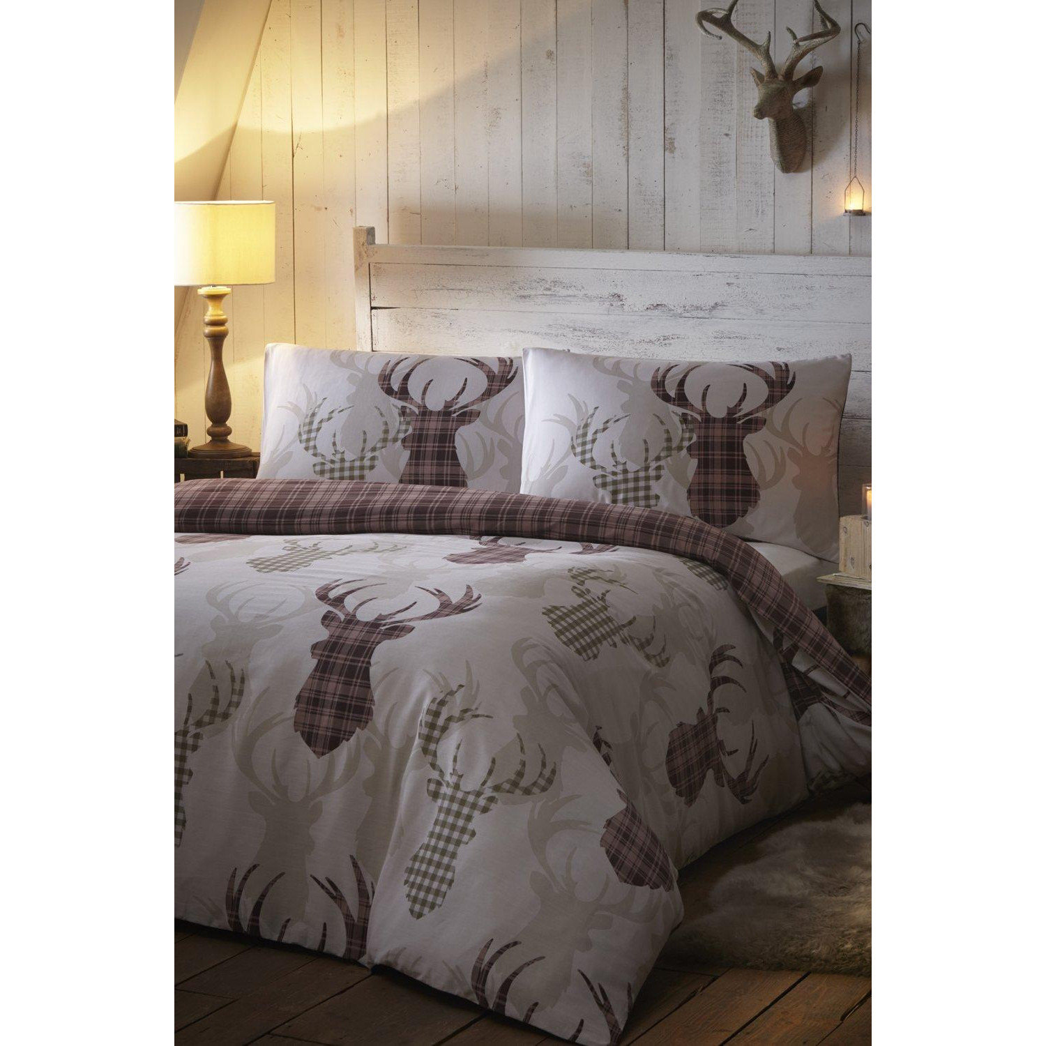 Tartan Stag Print Duvet Cover Set