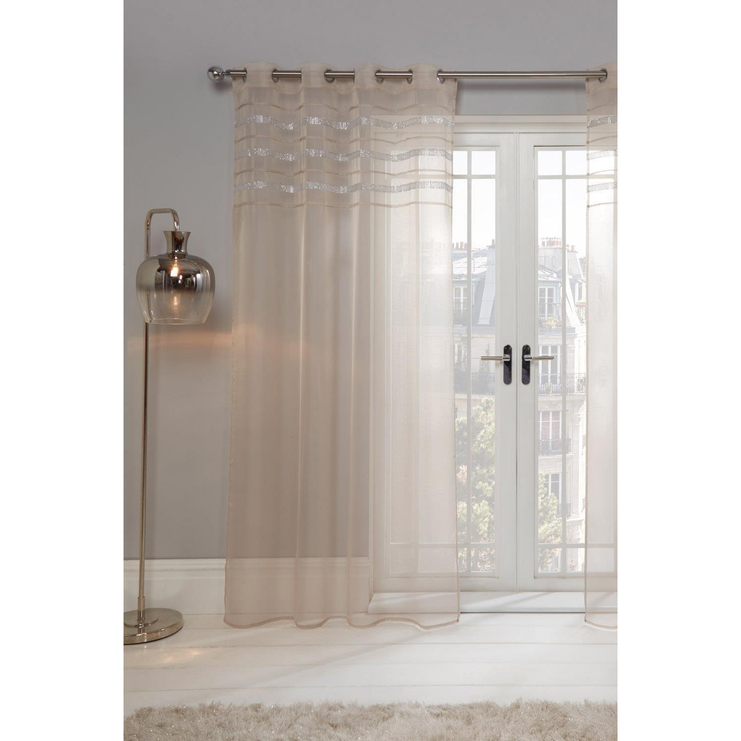 Pair of Diamante Voile Eyelet Net Curtains