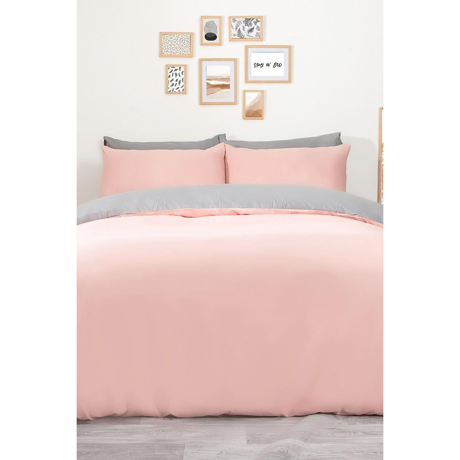 Plain Dyed Reversible Duvet Cover Cover with Pillowcase Set