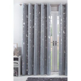Pair of Star Ready Made Eyelet Blackout Curtains