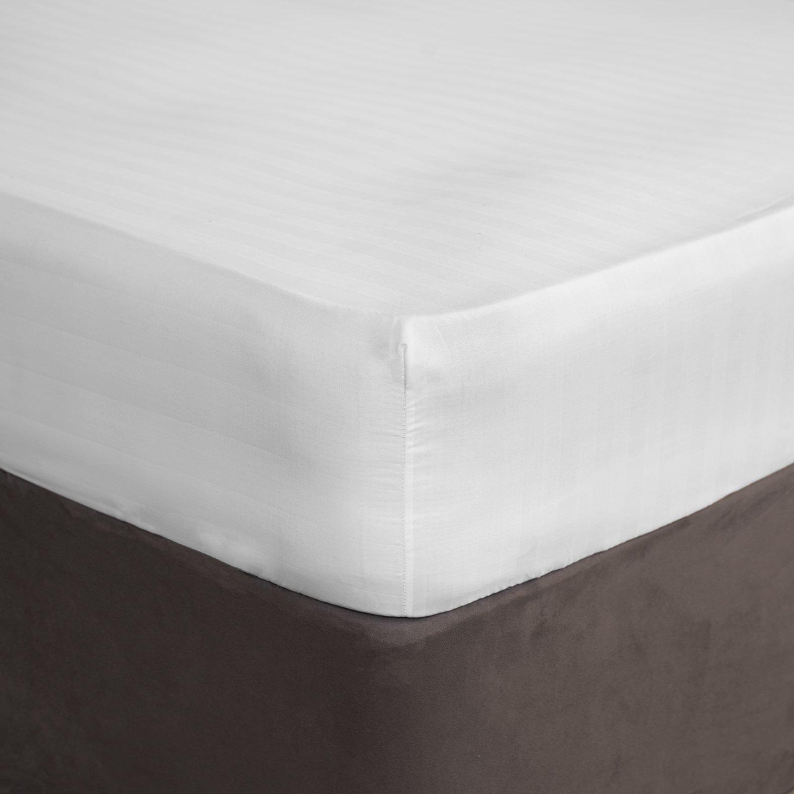 Satin Stripe Fitted Bed Sheet Bedroom - image 1
