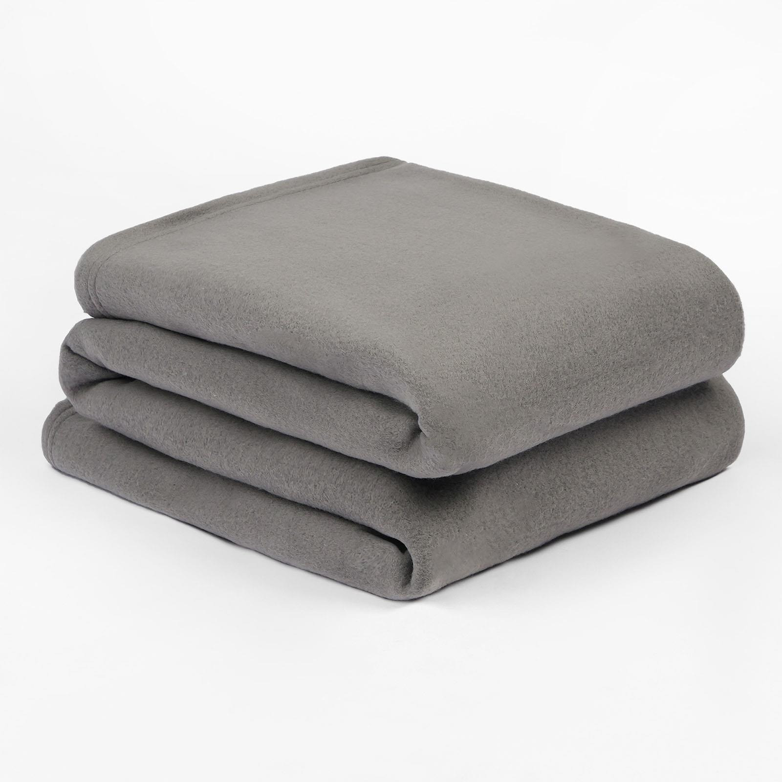 Warm Plain Fleece Throw Over Bed Blanket - image 1