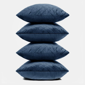 4 Pack Quilted Matte Velvet Cushion Covers - thumbnail 3