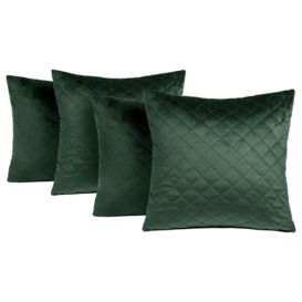 4 Pack Quilted Matte Velvet Cushion Covers - thumbnail 1