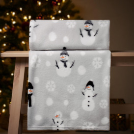 Snowman Fleece Throw Over Blanket Winter Christmas - thumbnail 2