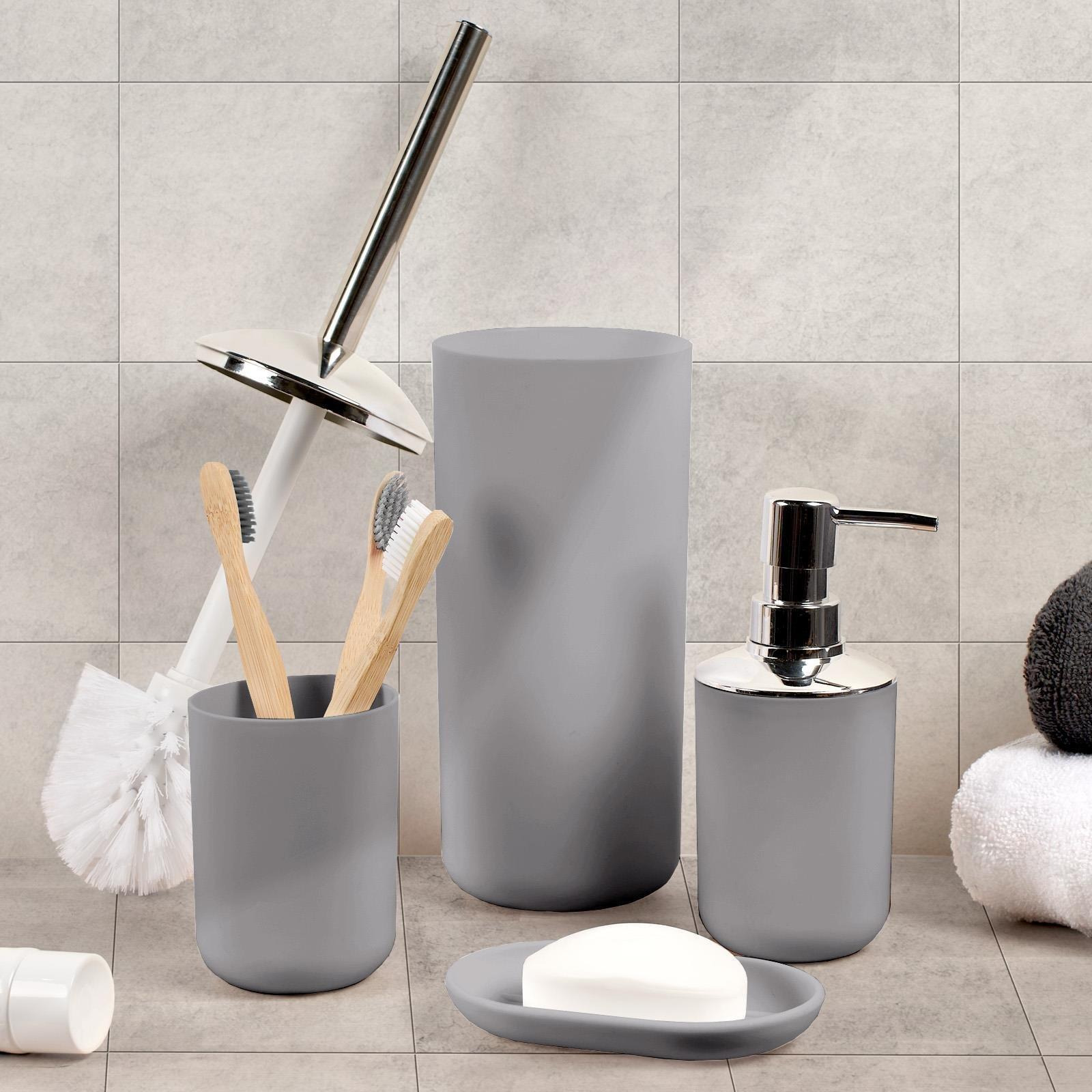 4PC Bathroom Accessories Set Soap Dispenser Holder Tumbler Toothbrush - image 1