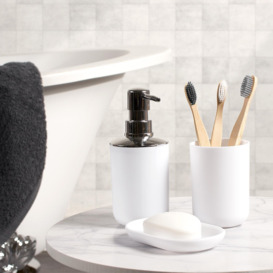 4PC Bathroom Accessories Set Soap Dispenser Holder Tumbler Toothbrush - thumbnail 2