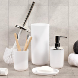 4PC Bathroom Accessories Set Soap Dispenser Holder Tumbler Toothbrush - thumbnail 1