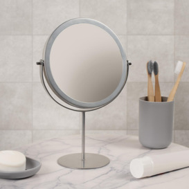 Round Bathroom Mirror Accessories Free Standing Vanity Stainless Steel Silver - thumbnail 2