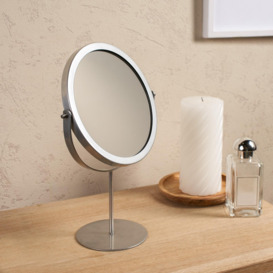 Round Bathroom Mirror Accessories Free Standing Vanity Stainless Steel Silver - thumbnail 1