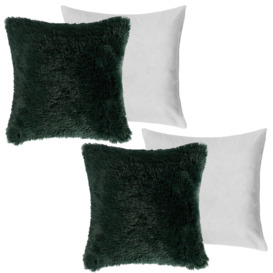 Set of 2 Fluffy Shaggy Filled Cushion with Cover Square - thumbnail 2