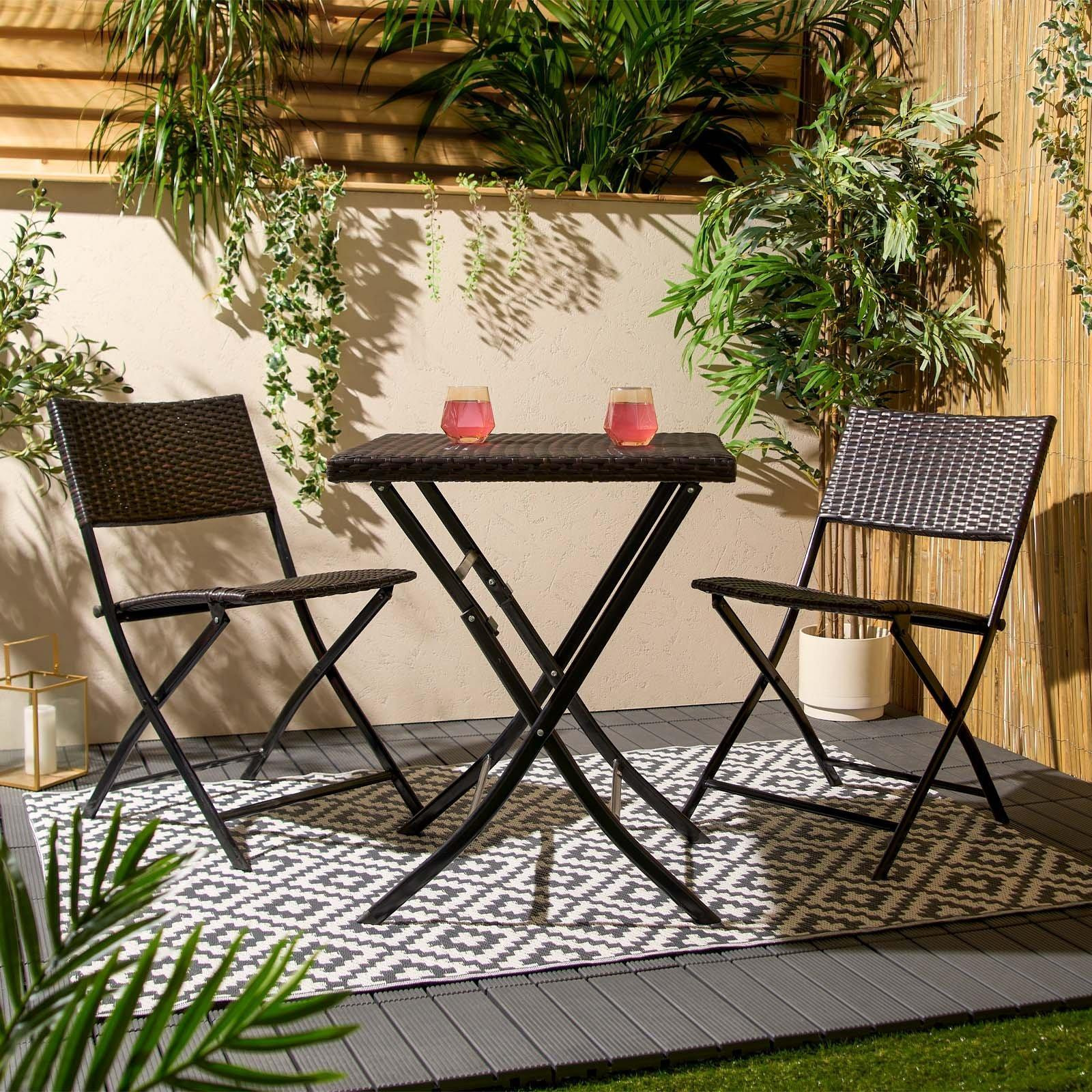 3 Set Metal Bistro Chair And Table Set Garden Patio Seating - image 1