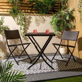 3 Set Metal Bistro Chair And Table Set Garden Patio Seating - thumbnail 1