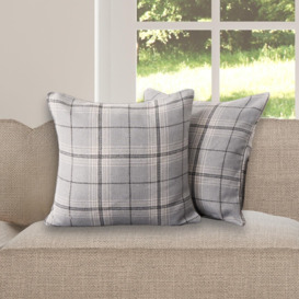 2 Pack Woven Check Cushion Covers Printed Soft