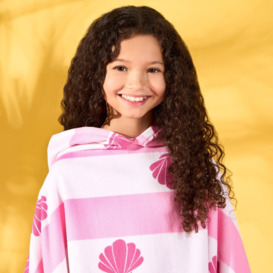 Shell Poncho Beach Towel Kids Hooded Quick Dry Microfibre Holiday - thumbnail 3