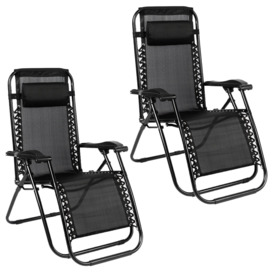 2 Pack Garden Zero Gravity Patio Sun Lounger Folding Chair - thumbnail 1