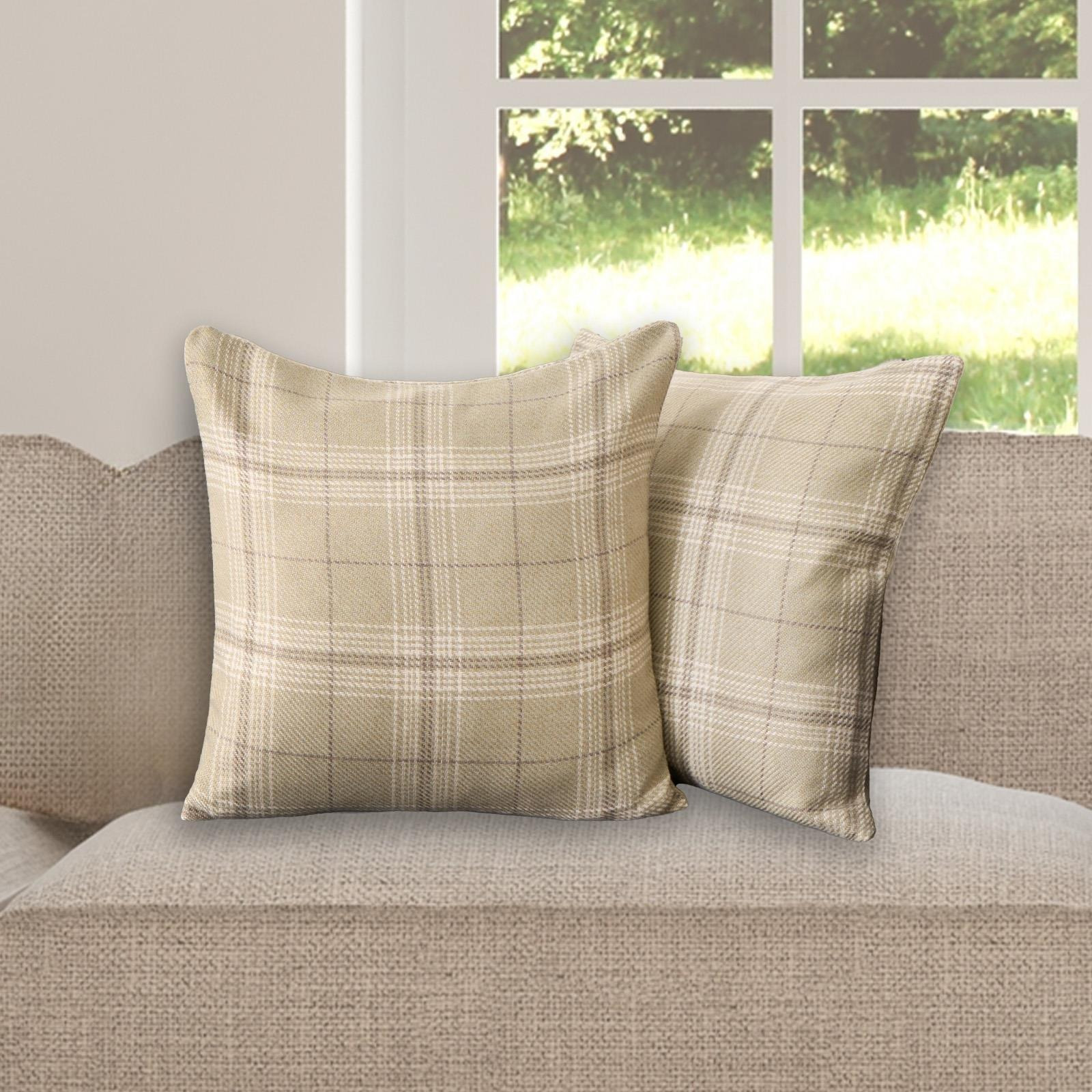 4 Pack Woven Check Cushion Covers Printed Soft - image 1