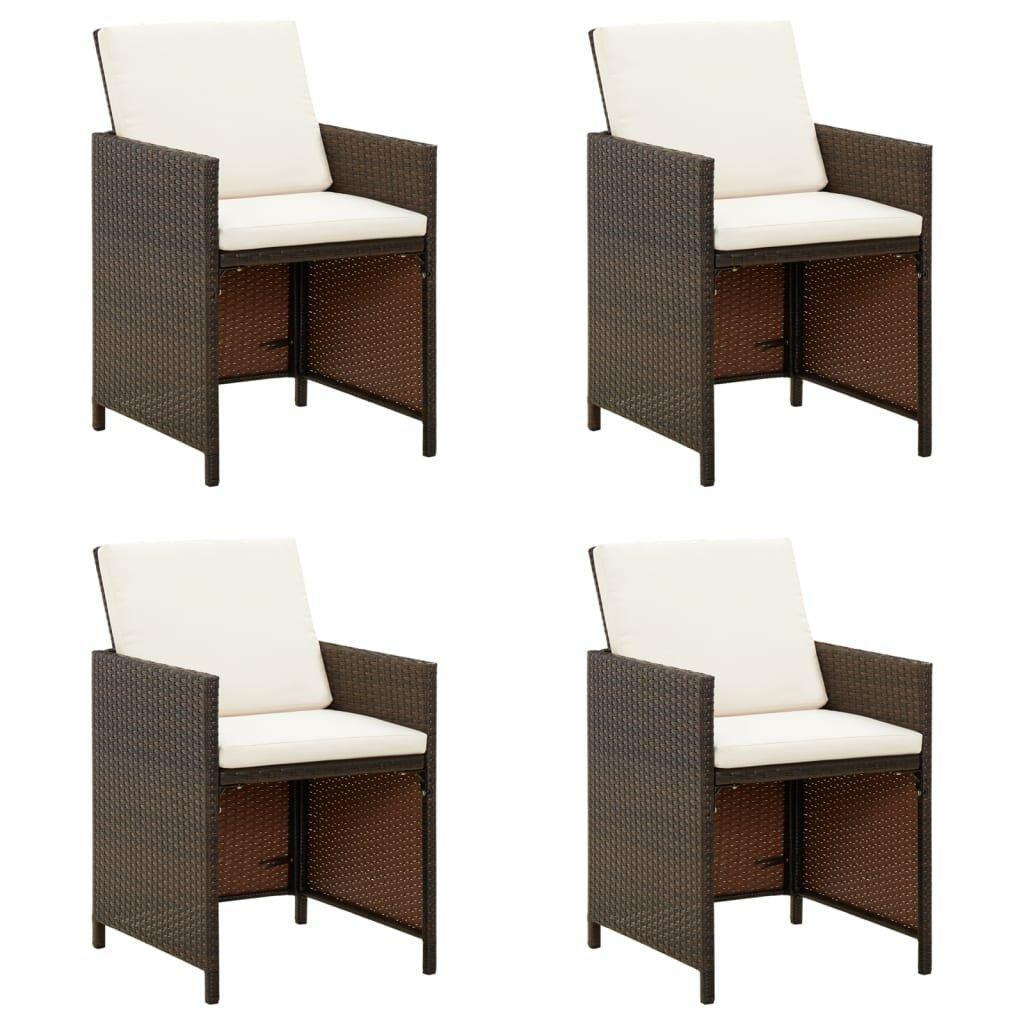 Garden Dining Chairs with Cushions 4 pcs Brown Poly Rattan - image 1