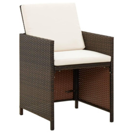 Garden Dining Chairs with Cushions 4 pcs Brown Poly Rattan - thumbnail 2