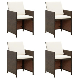 Garden Dining Chairs with Cushions 4 pcs Brown Poly Rattan - thumbnail 1